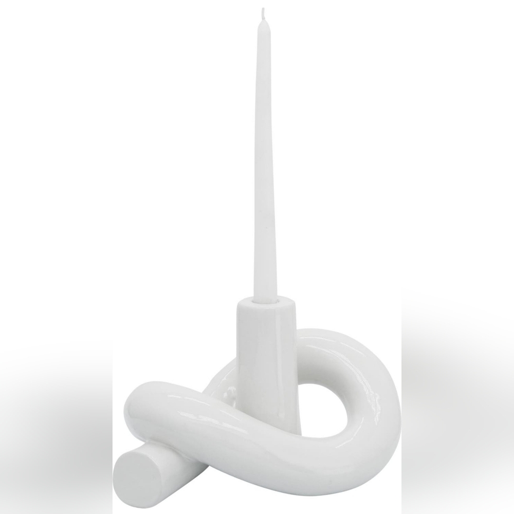 Set of Two SageBrook Loopy Ceramic Candleholders